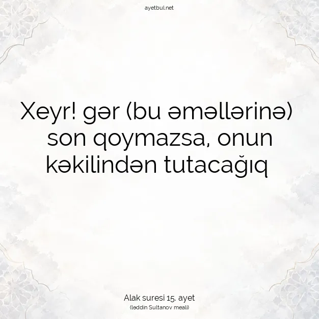 Ayetbul | Kuran Mealleri | Quran | Alak suresi 15. ayet