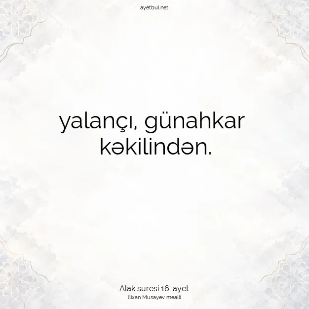 Ayetbul | Kuran Mealleri | Quran | Alak suresi 16. ayet