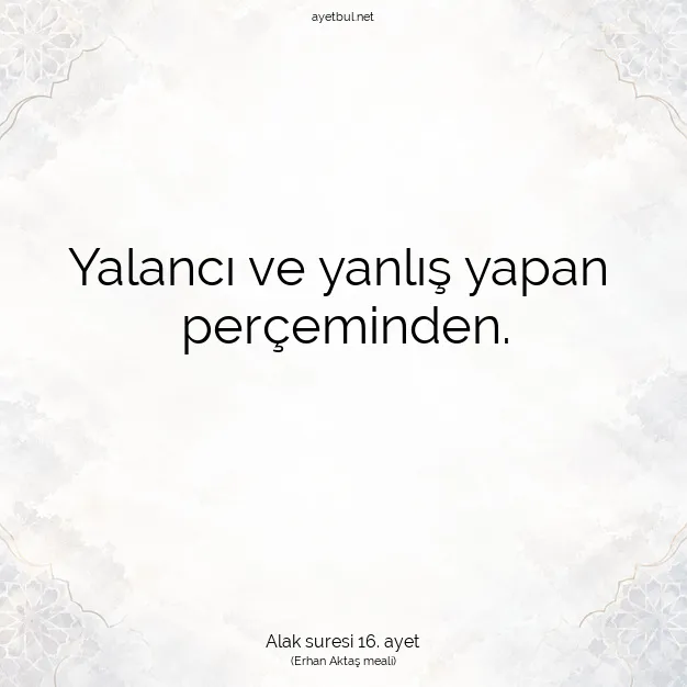Ayetbul | Kuran Mealleri | Quran | Alak suresi 16. ayet