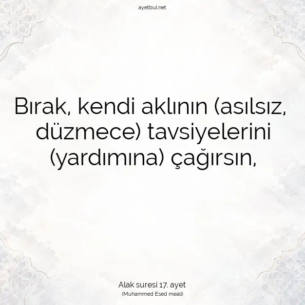 Ayetbul | Kuran Mealleri | Quran | Alak suresi 17. ayet
