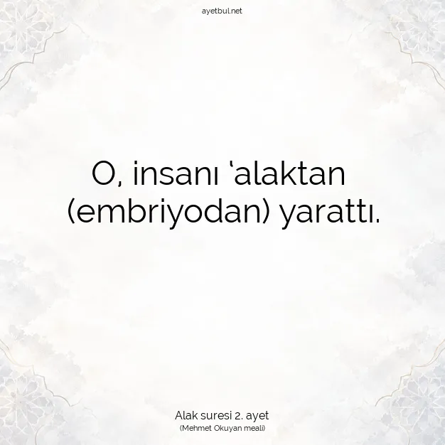 Ayetbul | Kuran Mealleri | Quran | Alak suresi 2. ayet
