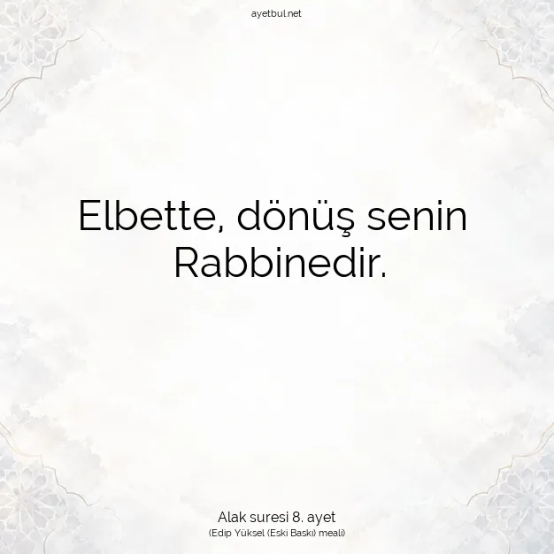 Ayetbul | Kuran Mealleri | Quran | Alak suresi 8. ayet