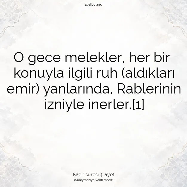 Ayetbul | Kuran Mealleri | Quran | Kadir suresi 4. ayet