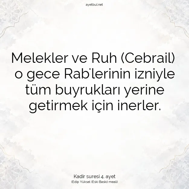 Ayetbul | Kuran Mealleri | Quran | Kadir suresi 4. ayet