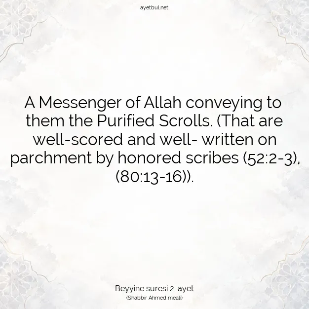 Ayetbul | Kuran Mealleri | Quran | Beyyine suresi 2. ayet