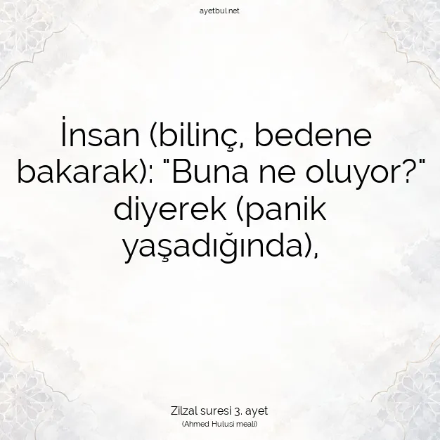 Ayetbul | Kuran Mealleri | Quran | Zilzal suresi 3. ayet