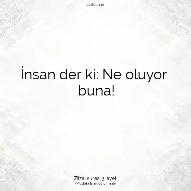 Ayetbul | Kuran Mealleri | Quran | Zilzal suresi 3. ayet